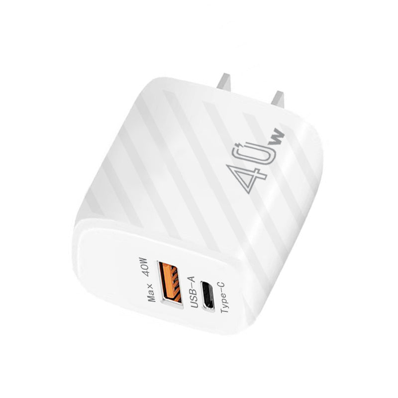 2 Pack 40W USB-C Fast Charger + 2 USB-C Cables – PD QC 3.0, for iPhone & Samsung