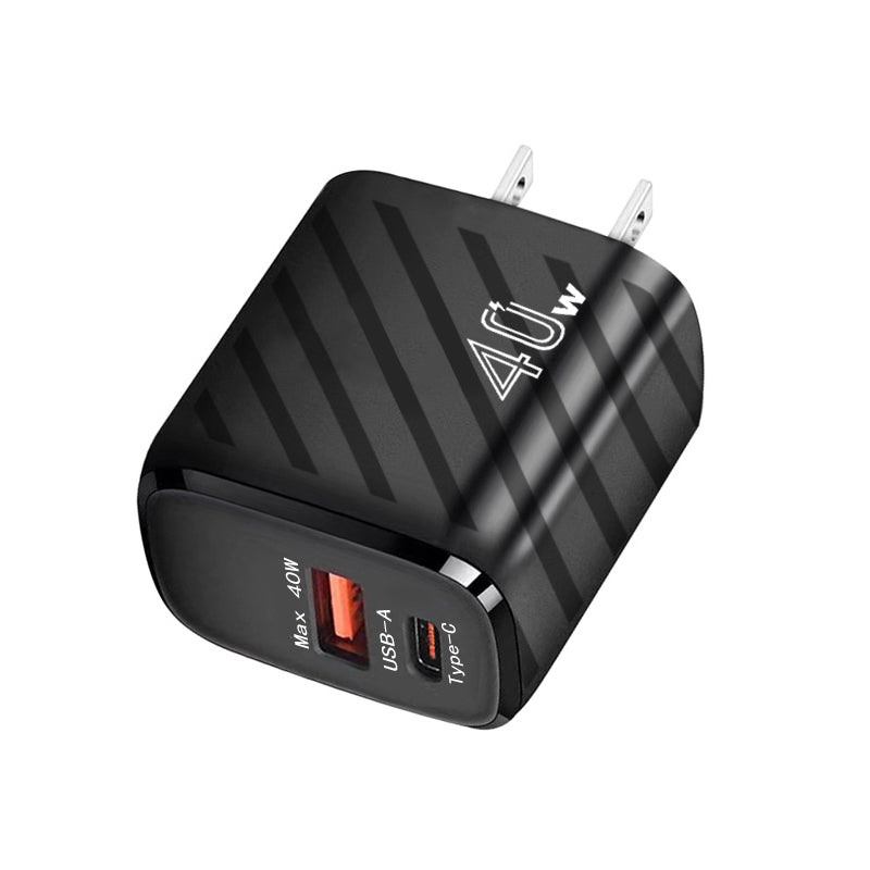 2 Pack 40W USB-C Fast Charger + 2 USB-C Cables – PD QC 3.0, for iPhone & Samsung